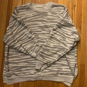 American Eagle Outfitters Gray and White Zebra Print Sweatshirt
